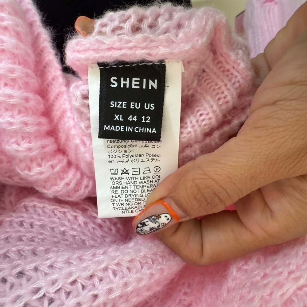 Pink Bow Knit Cardigan Sweater Coquette Cottagecore Oversized XL - Picture 7 of 7